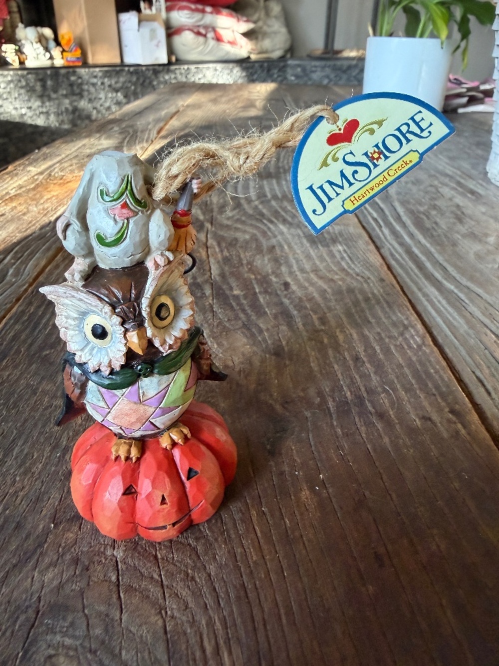 Jim Shore Heartwood Creek Halloween Owl on Pumpkin Figurine with tag